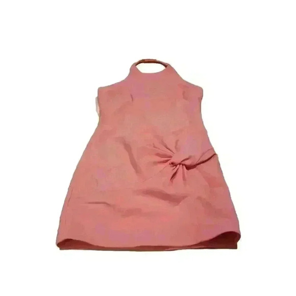 Cinq a Sept Dress Halter Mini Myla Pink Salmon Coral Gathered Front Size 6 NWOT - Picture 14 of 15